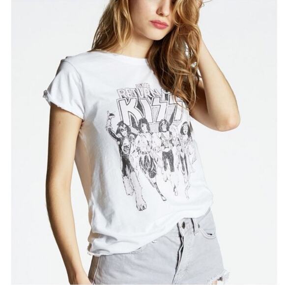 Recycled Karma KISS Distressed Boyfriend Band Tee Small - Picture 8 of 8